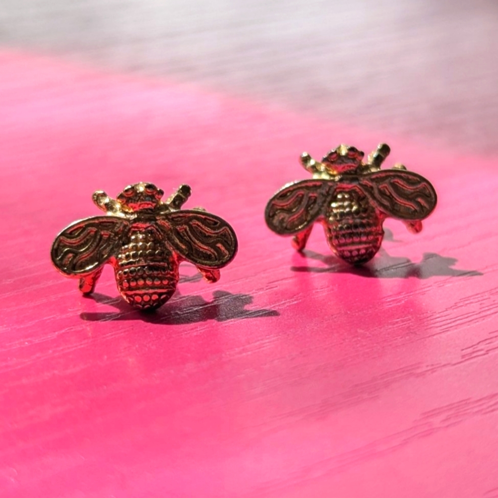Gold Bee Stud Earrings
